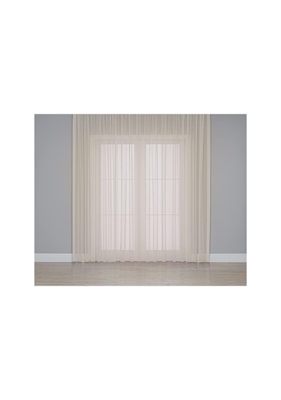 Lexroo Fabric Design Folded Bej Keten Plus Tül Perde 150 X 260
