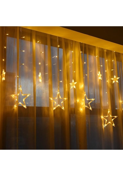 10 Saçaklı Yıldız Perde Led Mz-16-12 Çok Renkli
