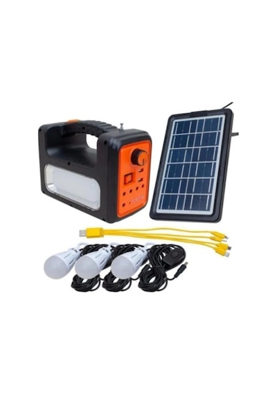 Premium Rt-902 Güneş Enerjili Solar Şarjlı Bluetoothlu Mp3-radyolu Çadır Kamp Aydınlatma Fener Seti 1 A