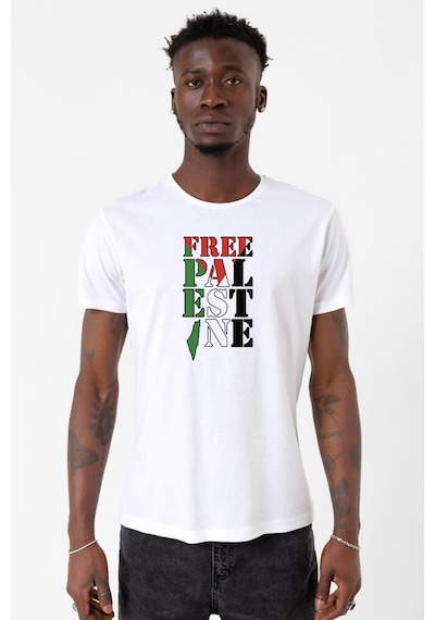 Free Palestine Beyaz Erkek Bisikletyaka Tshirt Çok Renkli