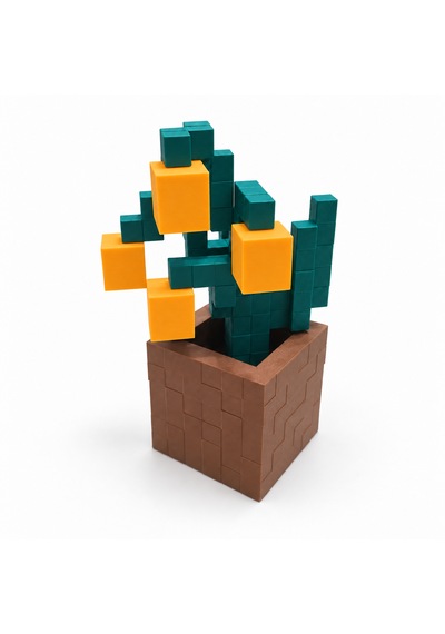 Piksel İnci Çiçeği Biblo - 3d Baskı, Minecraft Esintili Turuncu
