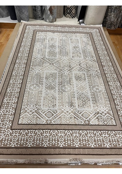 Bertuğ Halı Ada Serisi 013 Salon Oturma Odası Halısı 6m2 200x290 Vizon - Beyaz