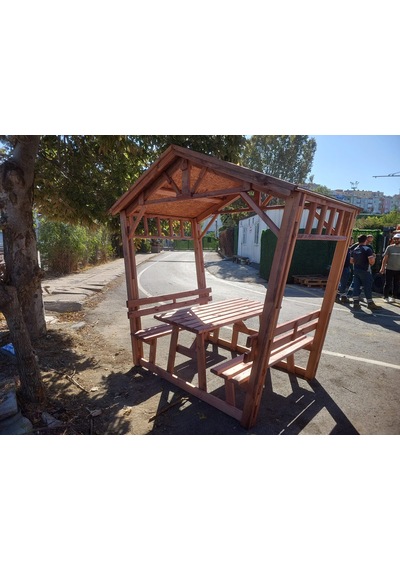 Pergola Banklı Ahşap Çardak P39 Maun