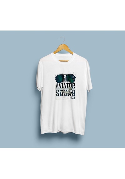Oversize Aviator Squad Tasarım Unisex T-shirt Beyaz