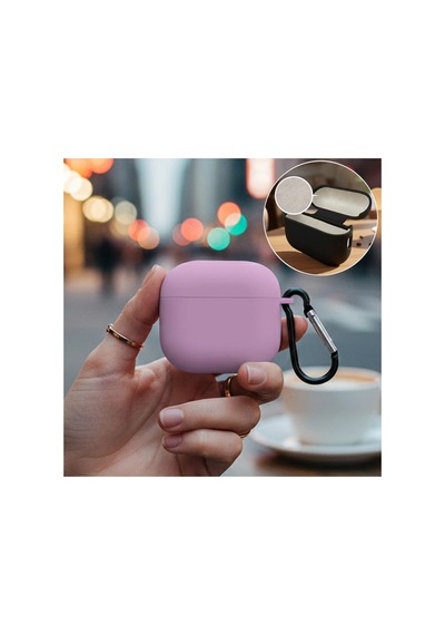 Caseonn Apple Airpods Uyumlu 5 Kılıf Askı Aparatlı Lansman Eflatun