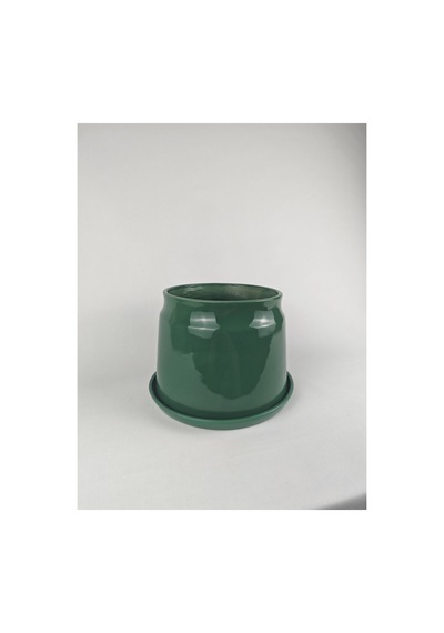 Echo Seramik Saksı Parlak Yeşil Jade Green Çap:21cm Yük:16cm Tabaklı