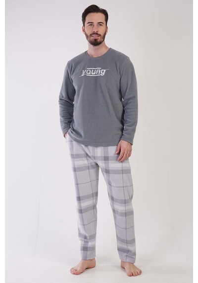 Vienetta Erkek Polar Uzun Kol Gri Pijama Takım 3c0t3n1o88 001