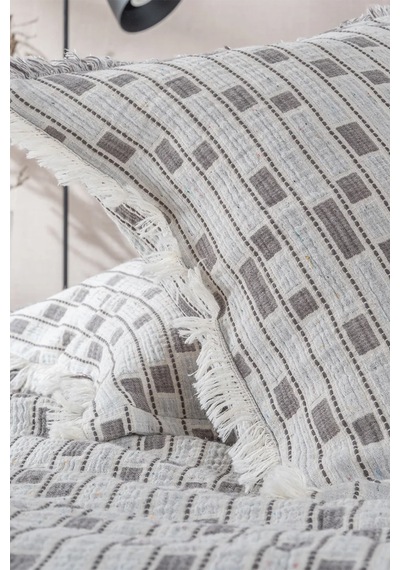 Ecocotton Merisa Gri %100 Organik Pamuk Çift Kişilik Yatak Örtüsü Gri