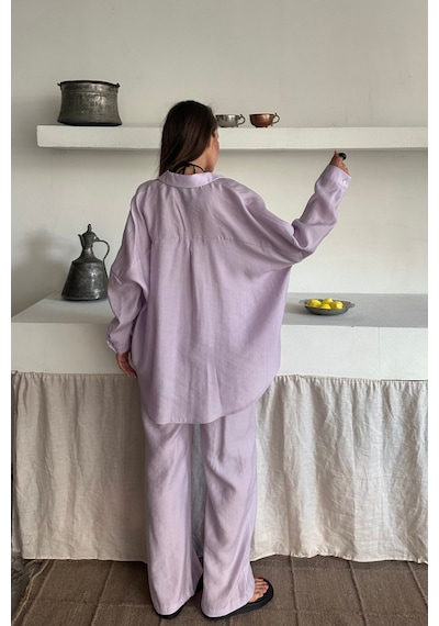 Moderie Butik Gömlek - Pantolon Takım - Lila Lila