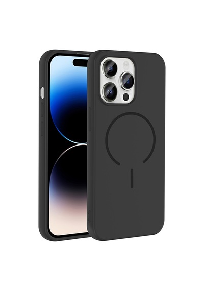 Zore Apple iPhone Uyumlu 14 Pro Max Kılıf M-safe Şarj Özellikli Omsy Meta Kapak - Siyah