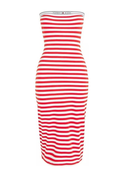 Tjw Logo Tape Strıpe Tube Dress Kırmızı