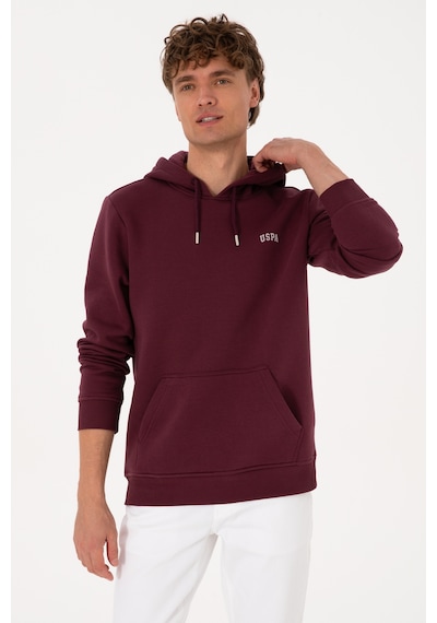 U.S. Polo Assn. Erkek Regular Fit Kapüşonlu Şardonlu Bordo Basic Sweatshirt 50315582-VR177