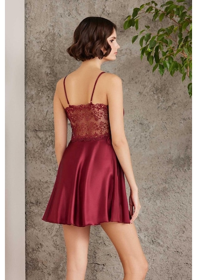Pierre Cardin 6005 Kadın Bordo Gelin Set 6'lı Saten Takım Bordo