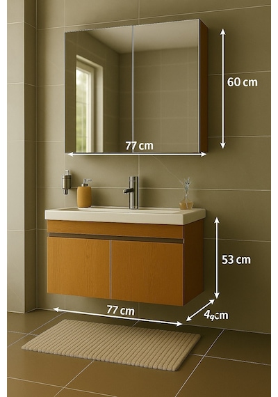 DMZ Home Concept Arista 80 Cm Ahşap Renkli Mdf, Seramik Lavabolu, Alt Ve Üst Dolap DMZ Home Concept Arista 80 Cm Ahşap Renkli Mdf, Seramik Lavabolu, Alt Ve Üst Dolap