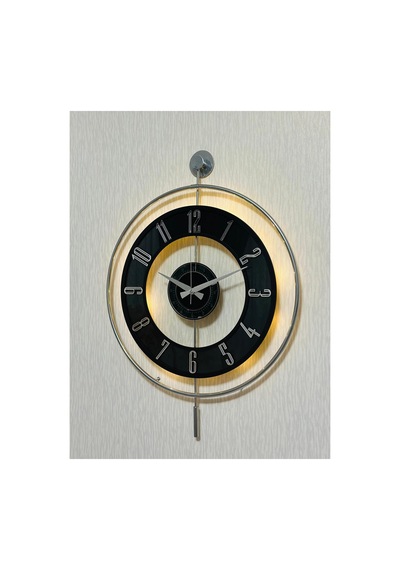 Pey Aksesuar Metal Camlı Duvar Saati Krom Statık 50 X 70cm Orta Boy Işıklı M51-kromgrı-şeffaf-siyah-gümüş Gri