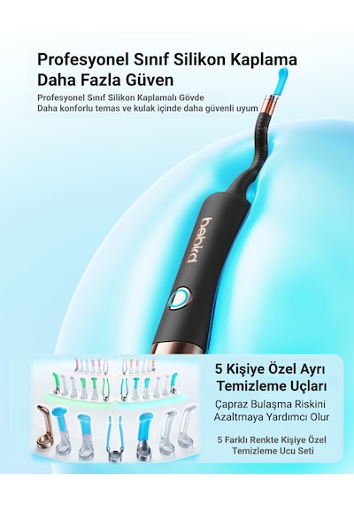 Bebird Earsight Ultra 2k Hd Kameralı Akıllı Kulak Temizleme Cihazı Görüntülü Cımbız Ve Damlalık Seti