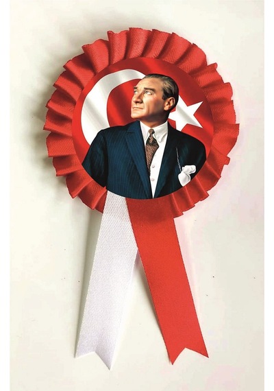 Atatürk Türk Bayraklı Saten Kokart 25 Âdet