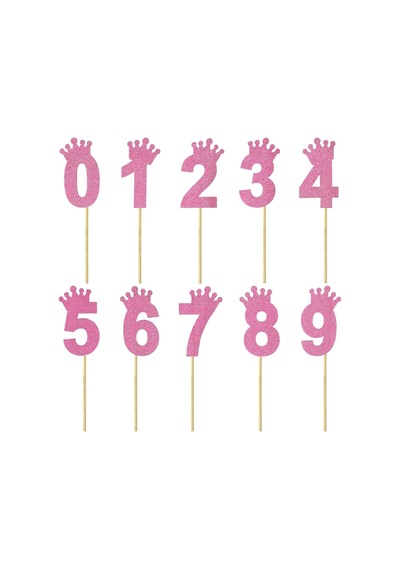 Eva Simli Rakam Pasta Süsü. 19cm x 7.5cm - 1 Adet Pembe 0