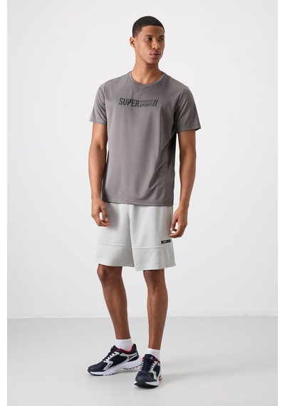 Tommy Life Koyu Gri Polyester Nefes Alan Dokulu İnce Esnek Standart Fit Erkek Performans T-shirt - 88385 Koyu Gri