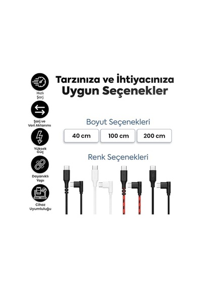 To Type-c İle Uyumlu Ve İle Uyumlu Hızlı Şarj Ve Data Kablosu 200 Cm Hasır Örgülü Kırmızı Diğer