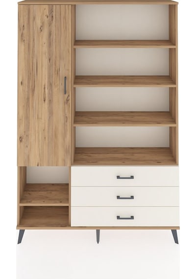 Arges Dolap 9 Raflı 3 Çekmeceli Tek Kapaklı 132x30x195 Çam-ç... Çam