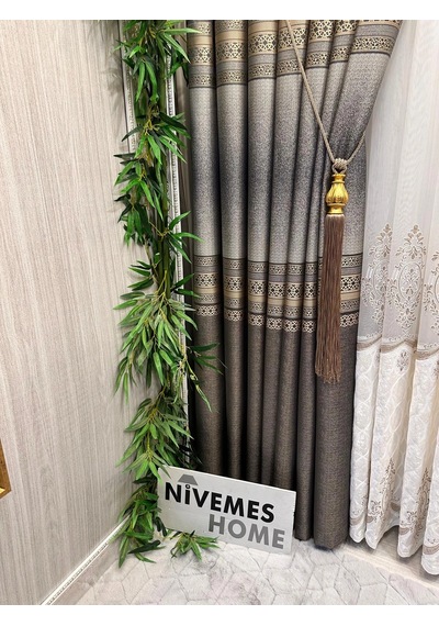 Nivemeshome Samandağ Ft614286 V 2503 Toprak 1/3 Pileli Fon Perde Apm 60x250