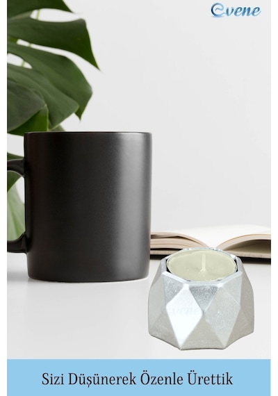 Mumluk Şamdan 3 Adet Tealight Uyumlu Poly 1 Küçük Model - Gümüş