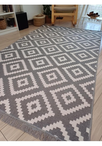 Kilim Çift Taraflı Dokuma Kilim Gri-beyaz 80 200cm Diğer