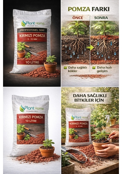 Kırmızı Pomza 10 Litre 5-15 Mm Bitki Toprağı Drenaj Taşı Saksı, Peyzaj Ve Bahçe Kullanımı Diğer