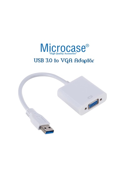 Microcase Usb 3.0 To Vga Adaptör - 20 Cm Beyaz - Al2619