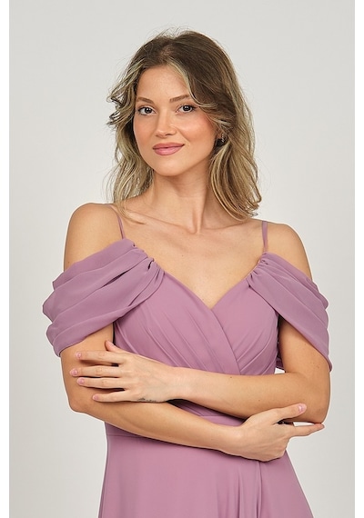 Lilas Xxl Kadın Derin Yırtmaçlı Uzun Abiye Elbise 5481027 Gül Kur Gül Kurusu