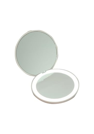 Lom2062-16 Led Işıklı 1x-5x Şarj Edilebilir Cep - Çanta Makyaj Aynası Beyaz Genel