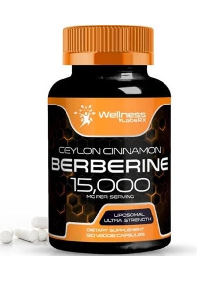 Wellnees Labs Liposomal Berberine + Ceylon Cinnamon+turmeric + Ginseng + Ginkgo Biloba 15,000mg 12
