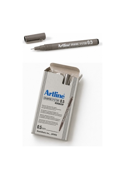 Artlıne 0.5 Mm Siyah Çizim Kalemi Drawing System 235 Suya Dayanıklı Siyah Renk 12'li Paket