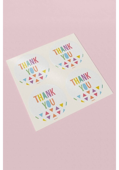 90 Adet Thank You Teşekkür Etiketi Renkli Üçgenli 3x3cm St2030 Çok Renkli