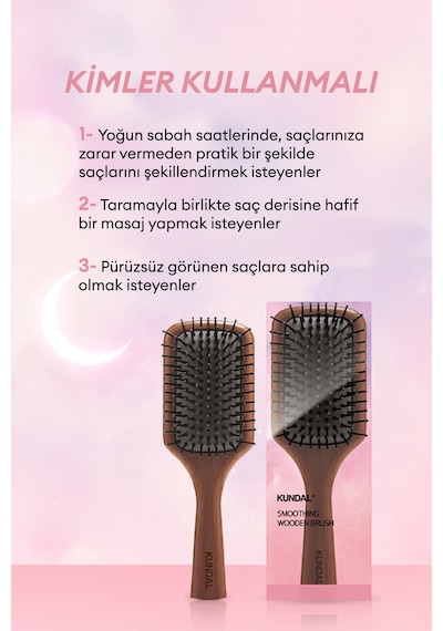 Kolay Ve Konforlu Kullanım Sunan Ahşap Tarak Kundal Smoothing Wooden Brush
