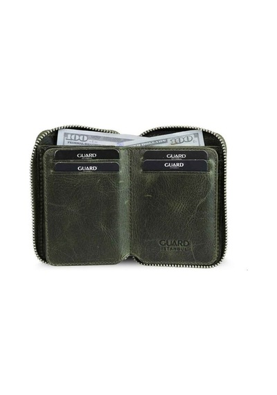 Guard Fermuarlı Antik Yeşil Deri Mini Cüzdan - Grd2403xw22441 Diğer Çok Renkli