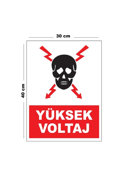 Metal Yüksek Voltaj 30cm X 40cm A3 Büyüklüğünde Uyarı Levhası Yönlendirme Tabelası
