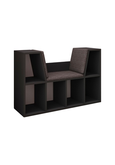 Livora Minderli Kitaplık - Oturma Alanlı 103 Cm Minimalist Tasarım Antrasit