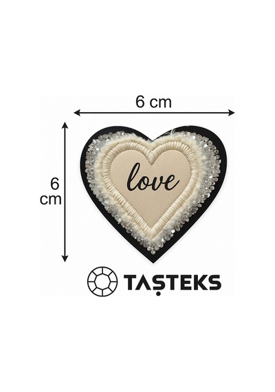 Taşlı Ütülenebilen Veya Sticker Olarak Kullanılabilen Love Yazılı Kalp Patch