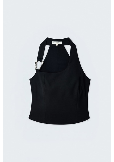 Sateen Aksesuar Detaylı Bluz - Siyah-137443