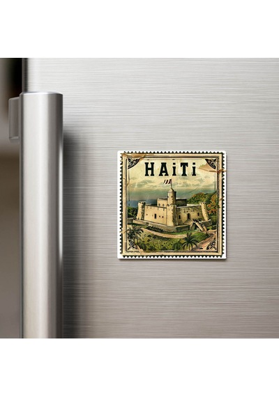 Haiti Haiti - Posta Pulu Temalı Ülke - Baskılı Buzdolap Magneti Kare - 9x9 Cm