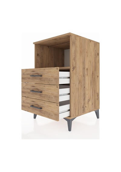 Kronos Komodin Tek Raflı 3 Çekmeceli 60x59x96 Çam-çam Atlas Çam