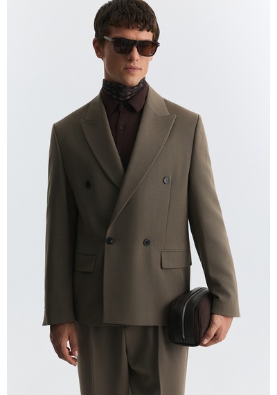 Antioch Relax Fit Kruvaze Erkek Blazer Ceket Haki