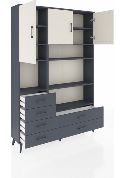 Arges Dolap 9 Raflı 6 Çekmeceli 3 Kapaklı 132x30x195 Antrasit-aytaşı/antrasit Aytası/antrasıt Arges Dolap 9 Raflı 6 Çekmeceli 3 Kapaklı 132x30x195 Antrasit-aytaşı/antrasit Aytası/antrasıt