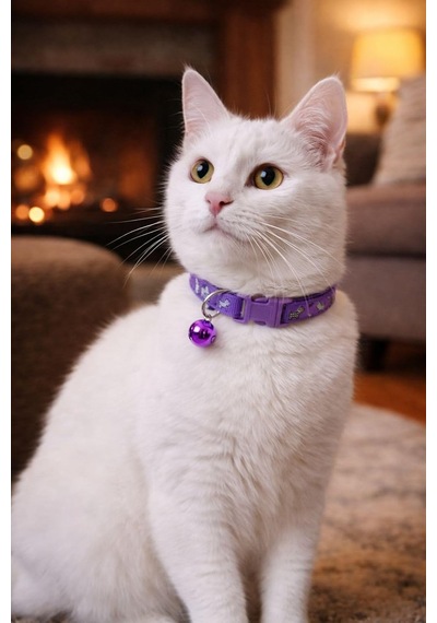 Kedi Boyun Tasması Zilli Ve Ayarlanabilir Mor