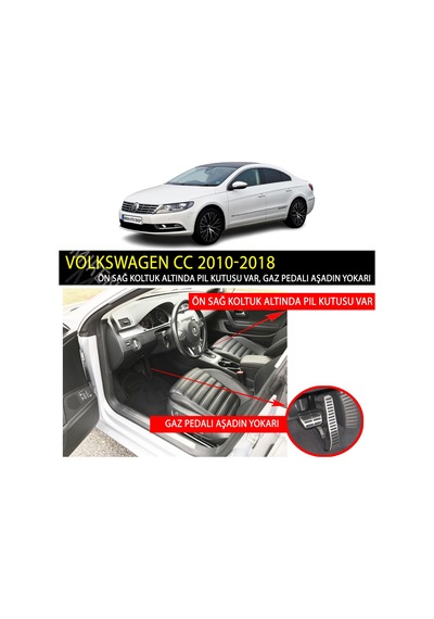 Volkswagen Cc 2010-2018 5D Havuzlu Suni Deri Oto Paspas N11.4443