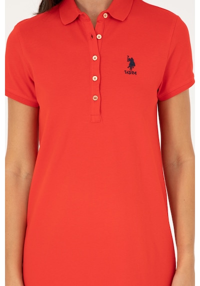 U.S. Polo Assn. Kadın Kırmızı Polo Yaka Mini Boy Örme Elbise 50280038-VR030