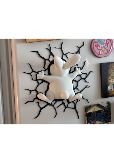 3d Tavşan Duvar Dekoru Mıknatıslı Çarpma Efektli Komik Tasarım 15 Cm 15cmx15cm