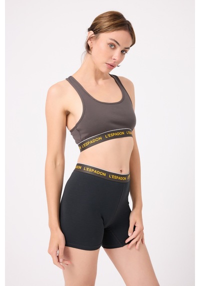Athleshorts Yüksek Bel Kadın Uzun Boxer Şort-3268 Siyah